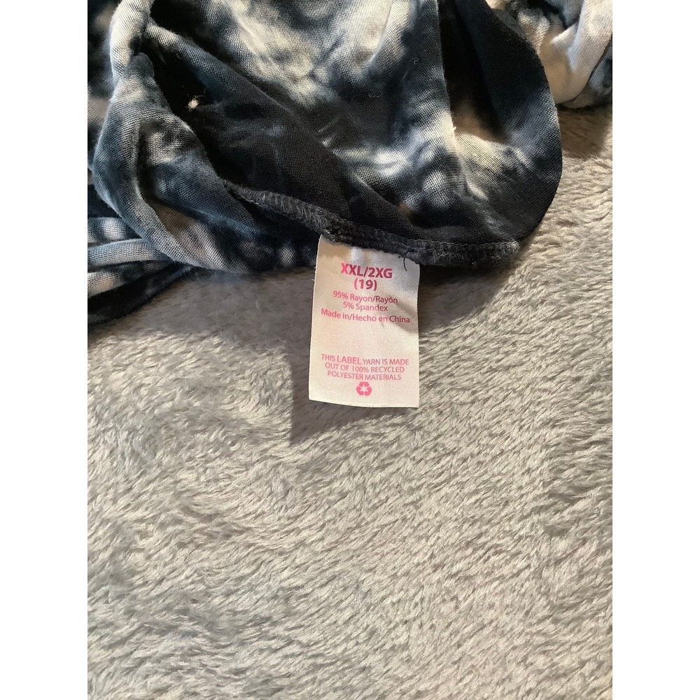 No Boundaries Girls XXL Black White Tie Dye Top Strappy V-Neck Knot Front Tee - Picture 6 of 7